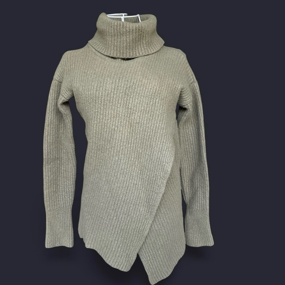 Banana Republic Olive Wool Crossover Cowl Neck Sweater